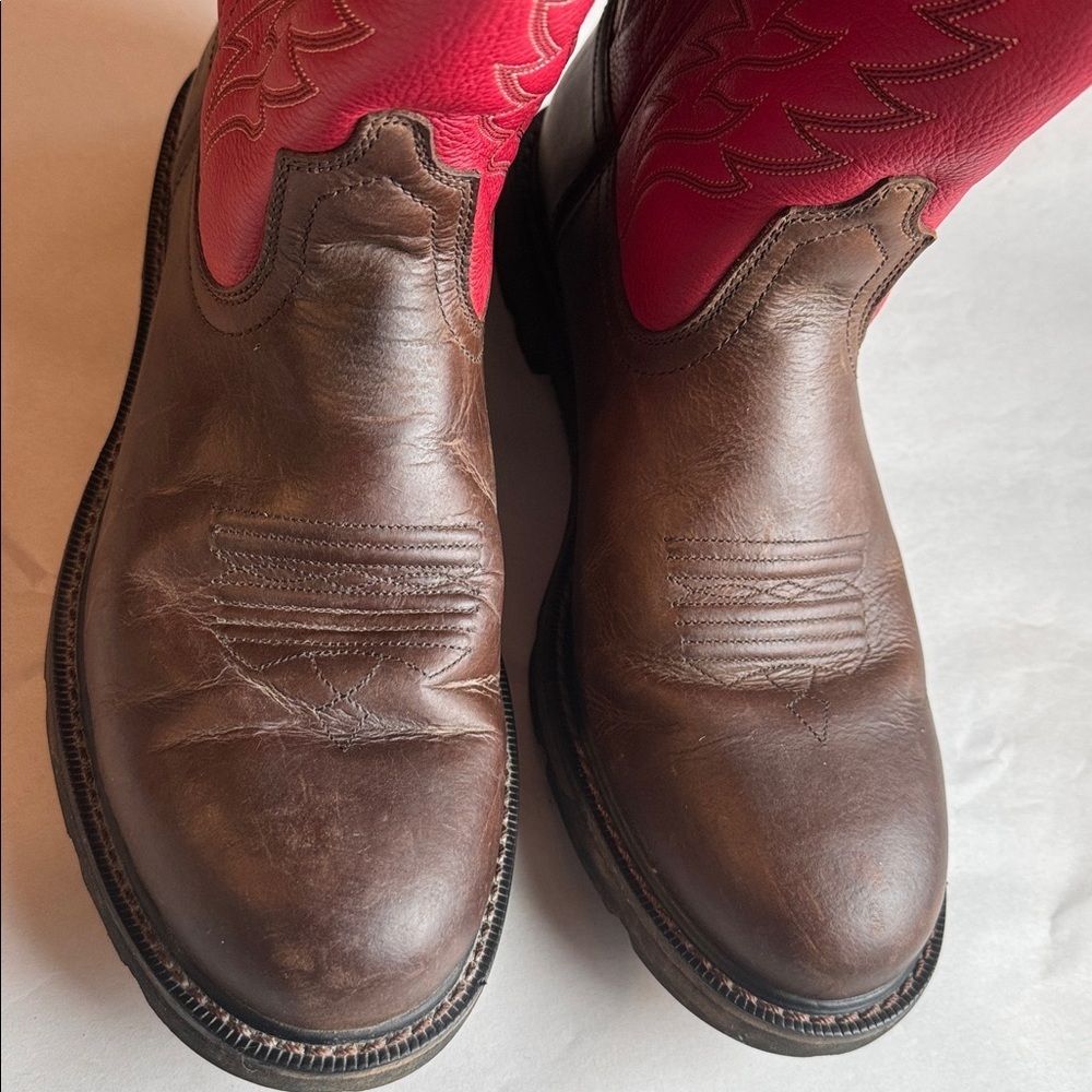 Ariat Work Boots Mens 11D Brown/Red Leather EH ASTM F2892-11 Western Cowboy - Picture 5 of 9